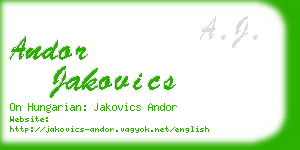 andor jakovics business card